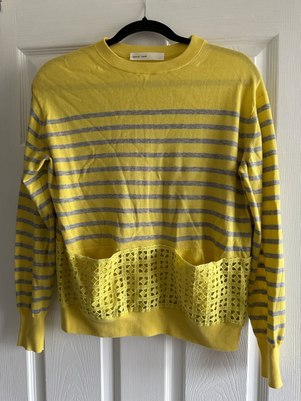 Erdem Yellow Striped Long Sleeve Knit Top